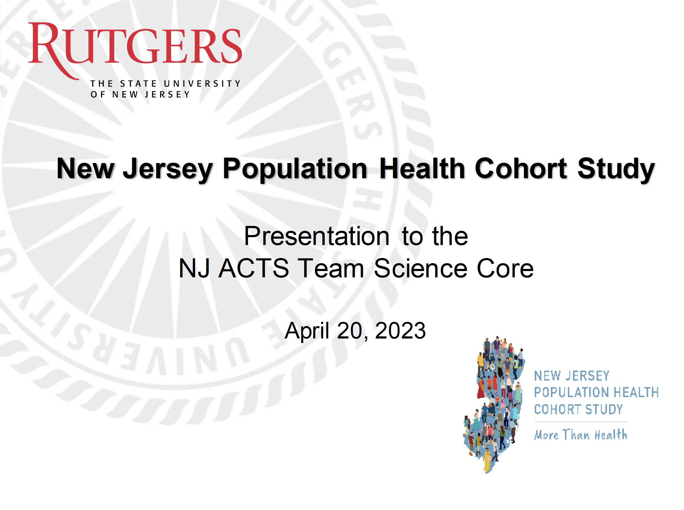 NJ ACTS Team Science Core NJHealth Study Briefing
